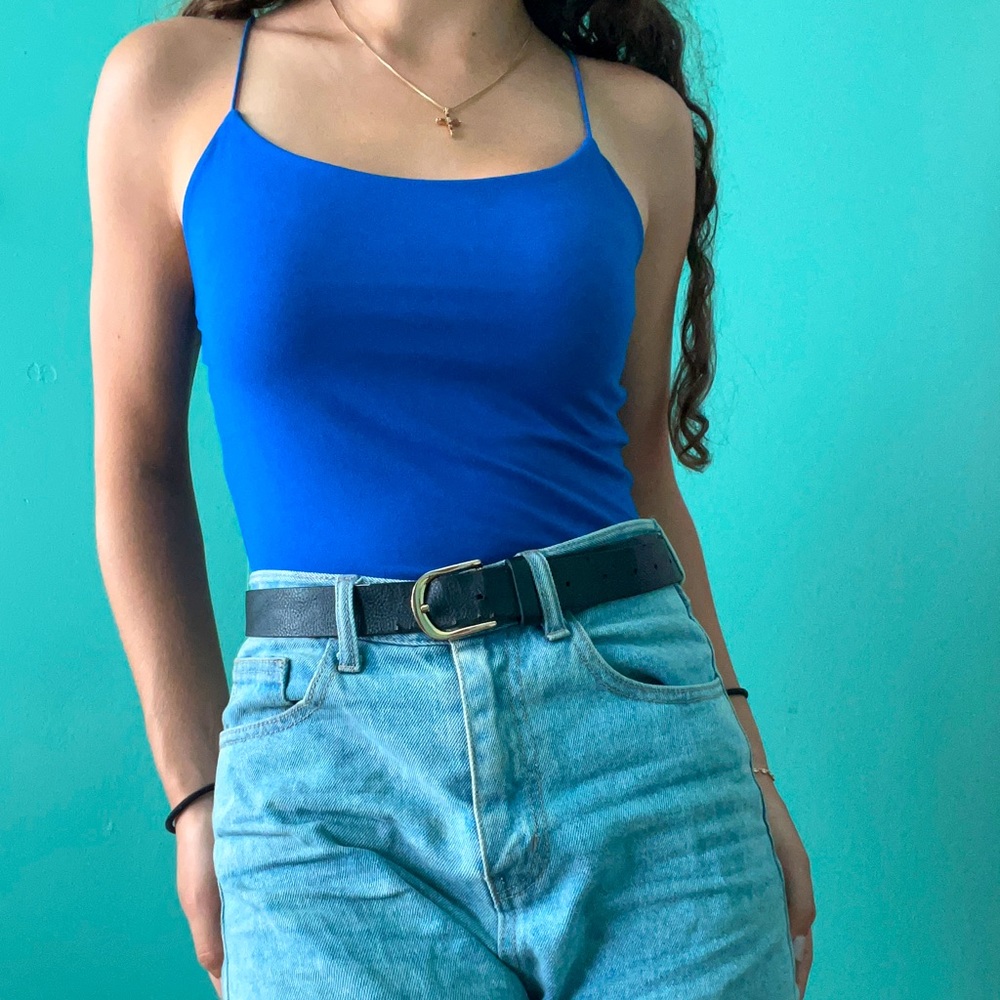 Women’s basic stretchy bright blue top